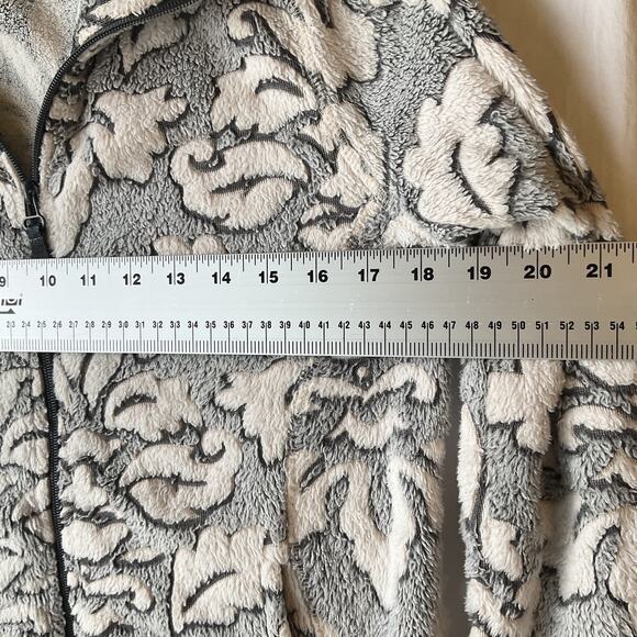 Jason Maxwell Women Jacket Size PS Gray Floral Fleece Long Sleeve Full Zip - Picture 5 of 9